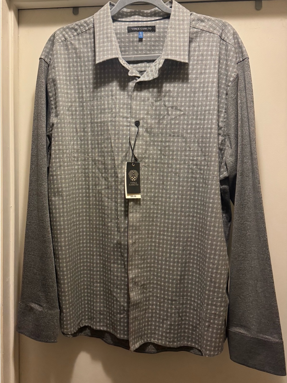 Vince Camuto Men’s Gray Patterned Long-Sleeve Dress Shirt